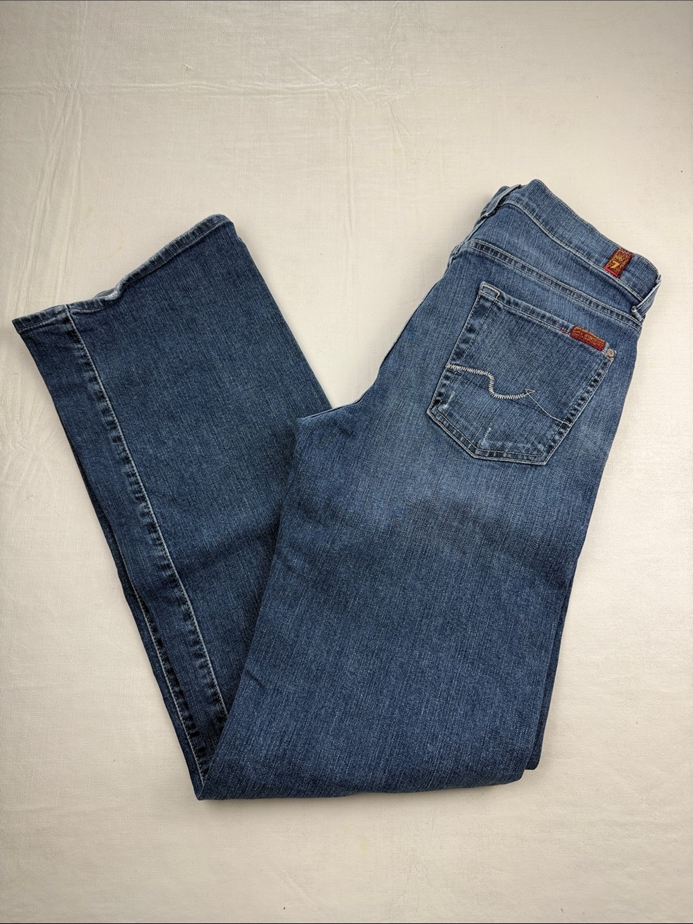 7 For All Mankind Men's Relaxed Straight Jeans Medium Blue Button Fly Size 30